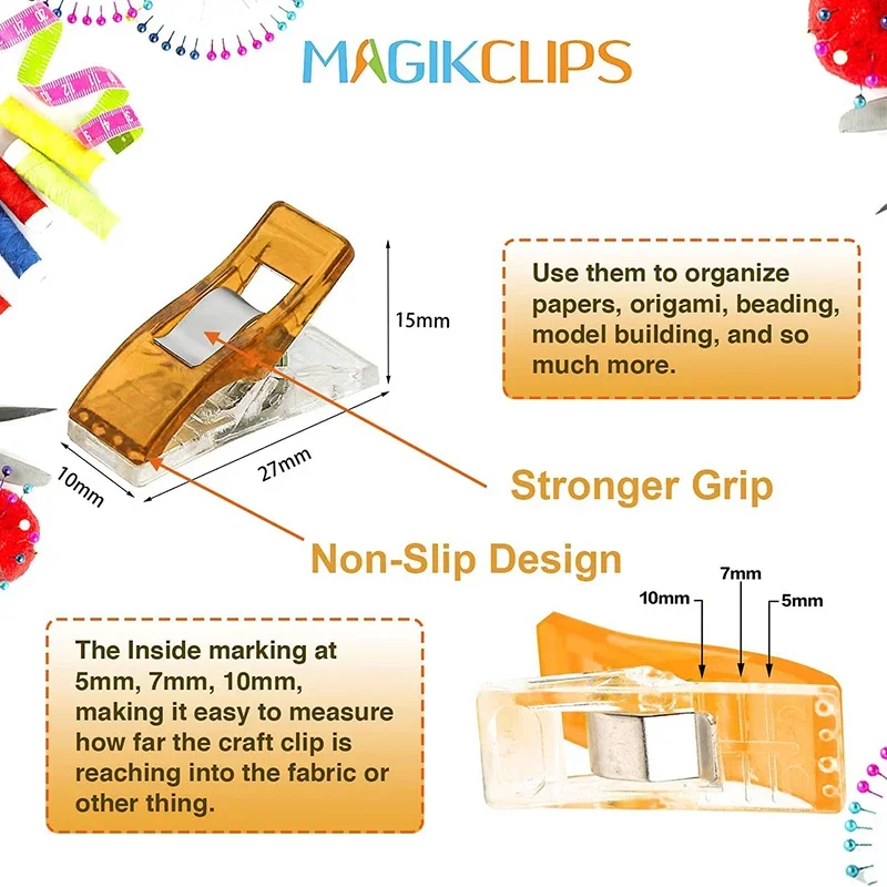 20Pcs Multipurpose Plastic Sewing Clips Quilting Craft Crocheting Knitting Fabric Binding Clamp