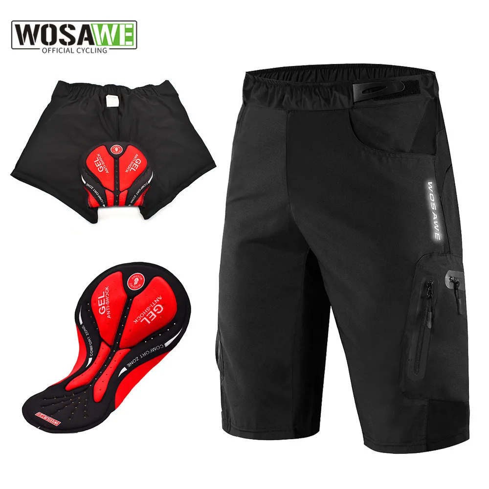 Men's Cycling Padded Shorts With Non-Remove Cycling Underwear Bike Downhill MTB Shorts Loose Fit