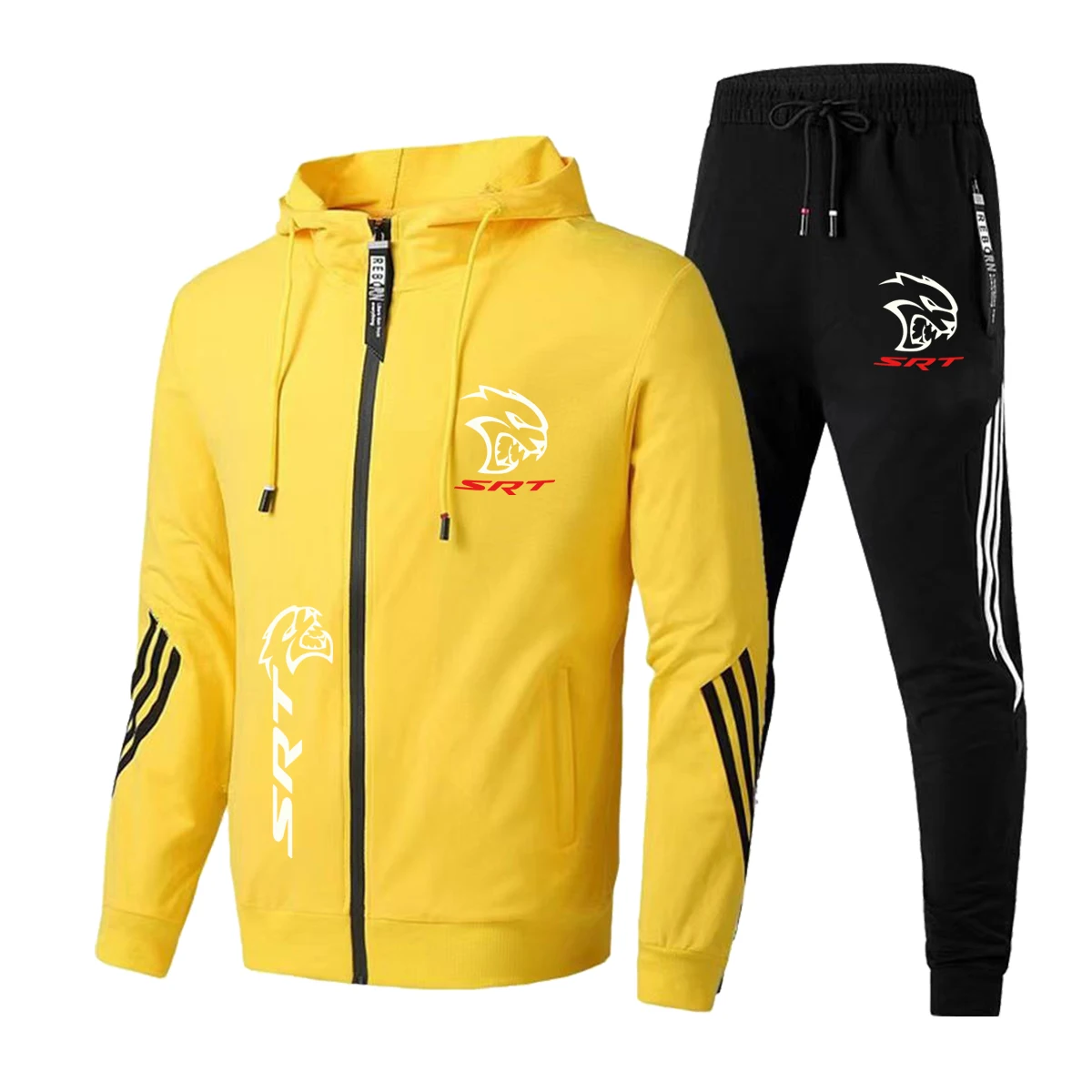 New Hellcat Hoodie Sportswear+Pants Set Fashionable and Simple SRT Printed Set Outdoor Sports Men's and Women's Hoodie