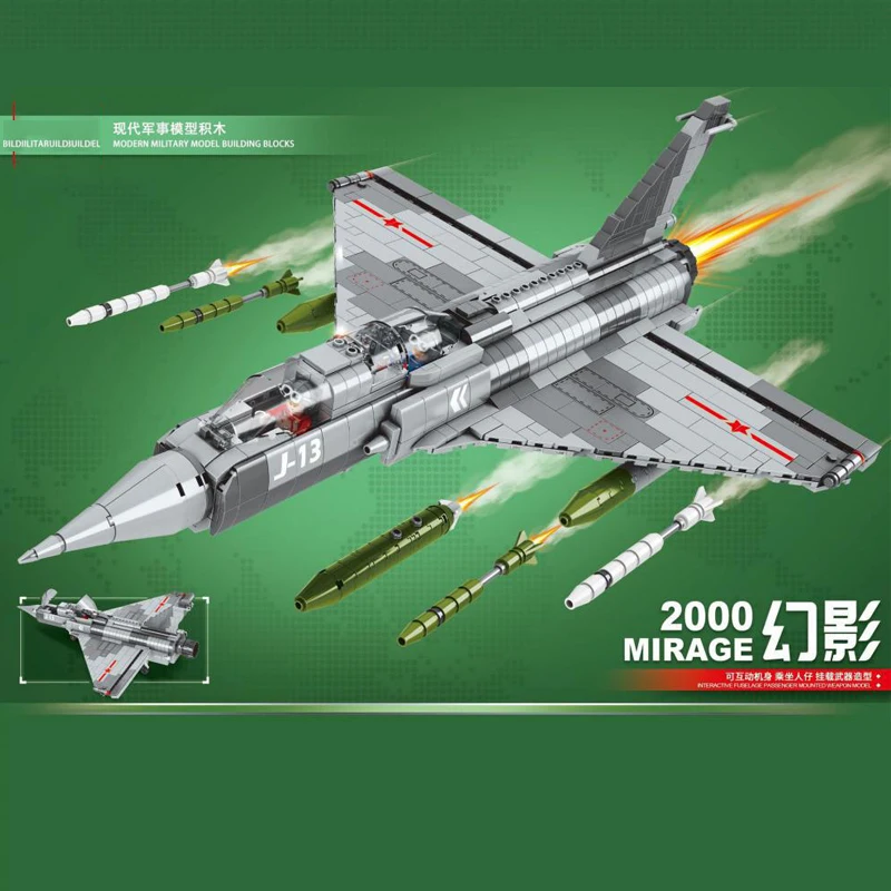 

WW2 Military Model French Mirage 2000 Multi-purpose Fighter Collection Model Building Blocks Bricks Toys Gifts