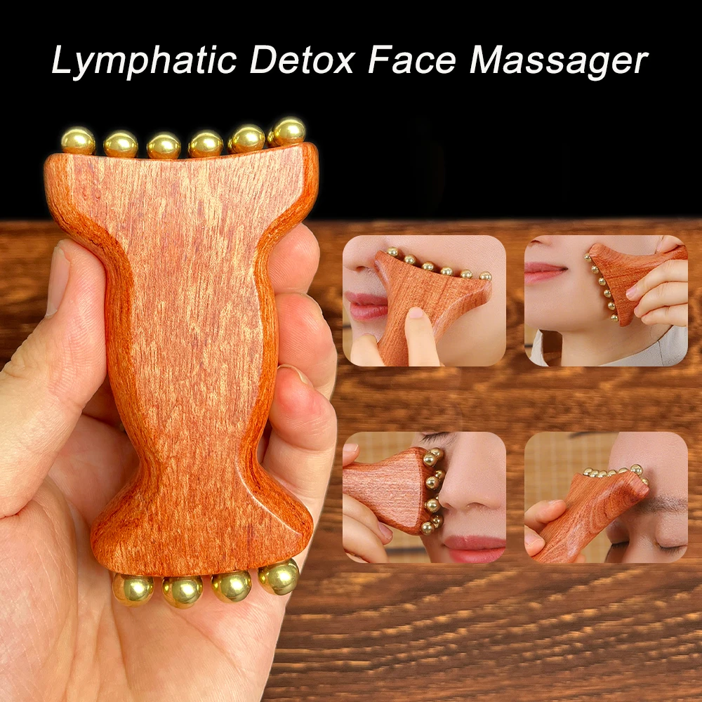 Lymphatic Detox Face Massager Chinese Beauty Fades Wrinkles Face Line Eyes Natural Copper Wood Beauty Tool Radiant Skin Savior