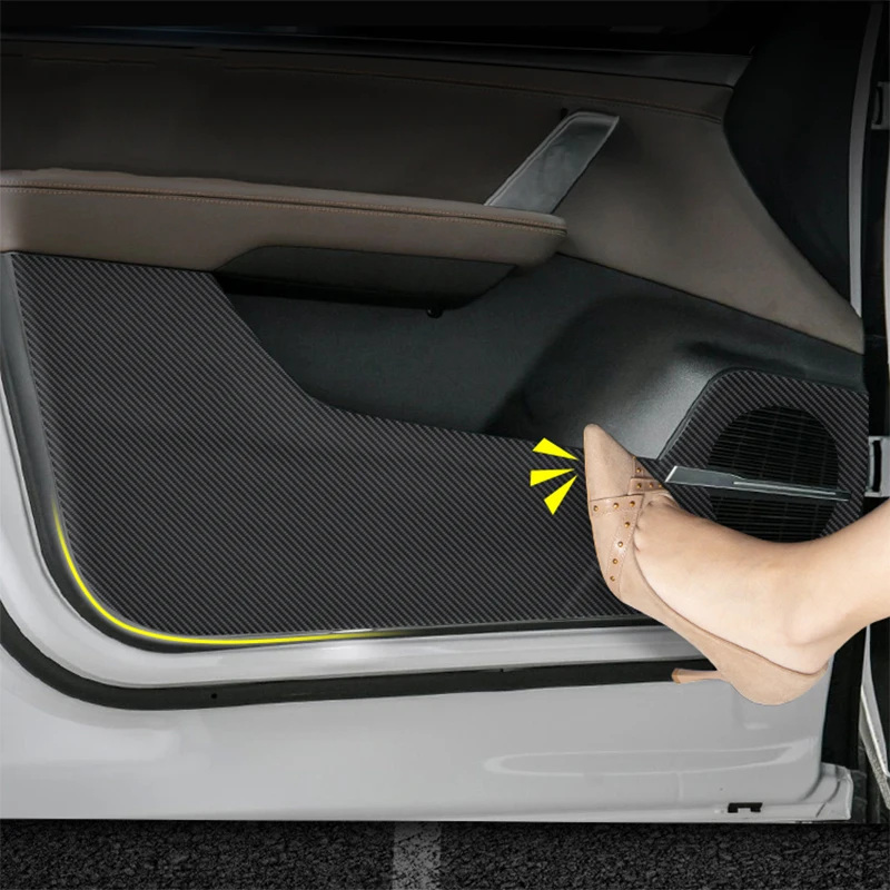 

Car Door Anti Kick Pad Carbon Fiber Leather Texture Anti Dirt Protective Sticker Accessories For BYD TANG EV TAN EV 2022 2023