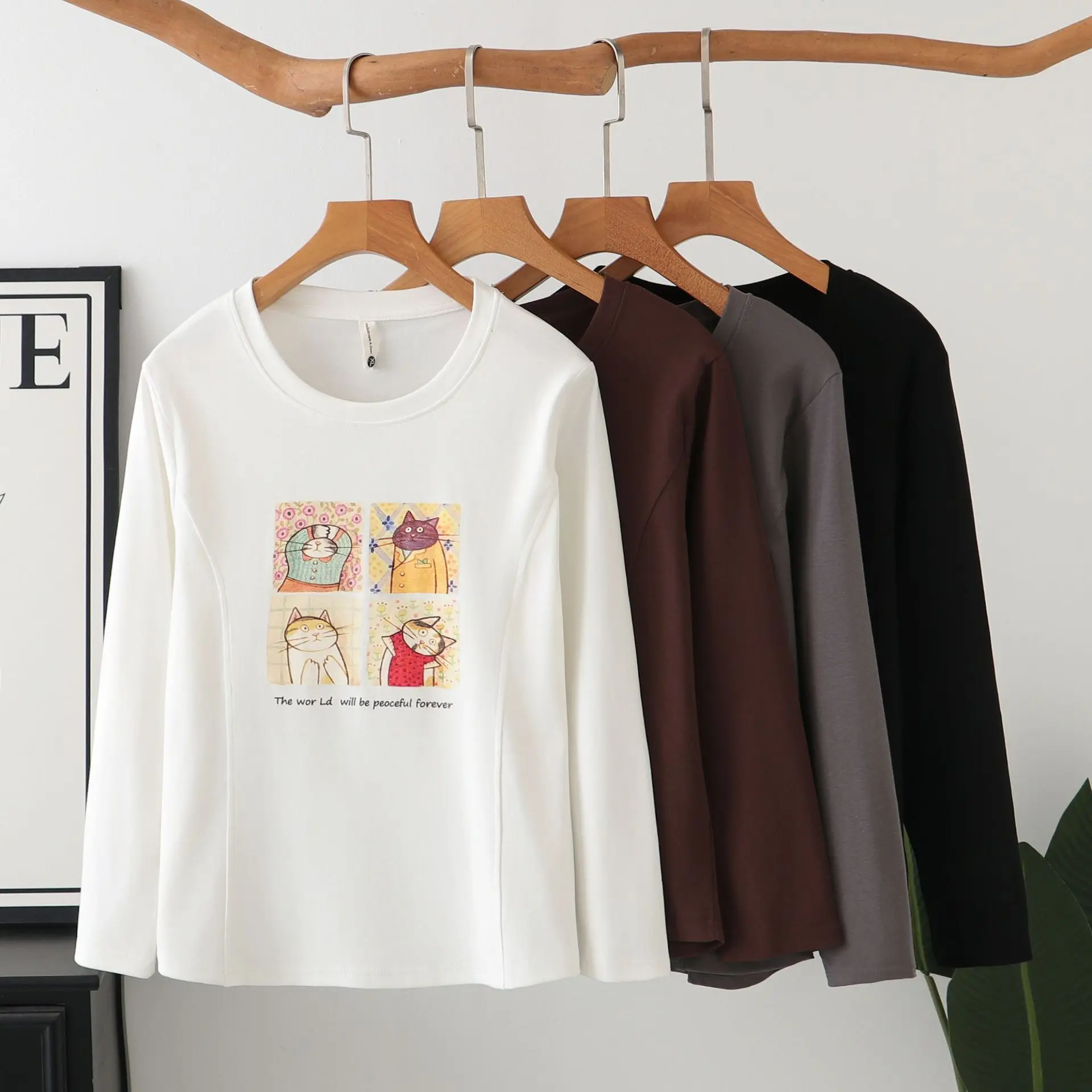 XXXXL Fashion Plus Size Women's T-Shirt New Autumn Style Youthful Printed Cartoon Long Sleeved Casual Top 8219