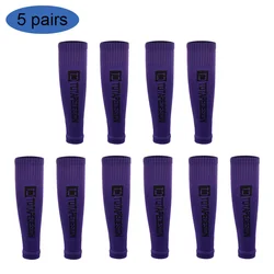 5 Pairs Premium Grip Football Socks with Shin Pad Protection (Purple)