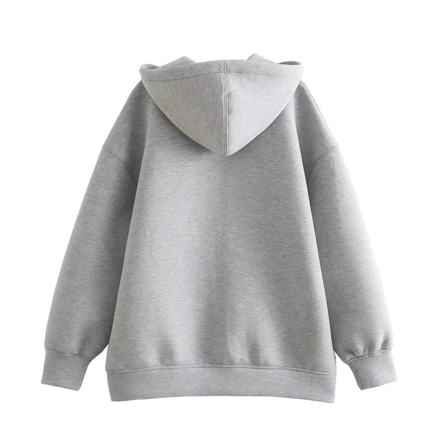 Jenny&Dave Boyfriend Style Loose Sweatshirt Coat Women British Zipper Hooded Jacket Fashion Women's