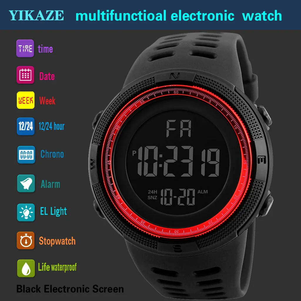 Electronic Watch For Mens Military Sports Watches Luminous Multifunction LED Digital Wristwatch for man kids Boy Student Teen 5