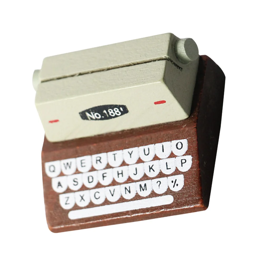 

Mini Typewriter Pendulum Figurines Home Decor Miniature House Supply Adornment Vintage Toy Room Wood Furniture