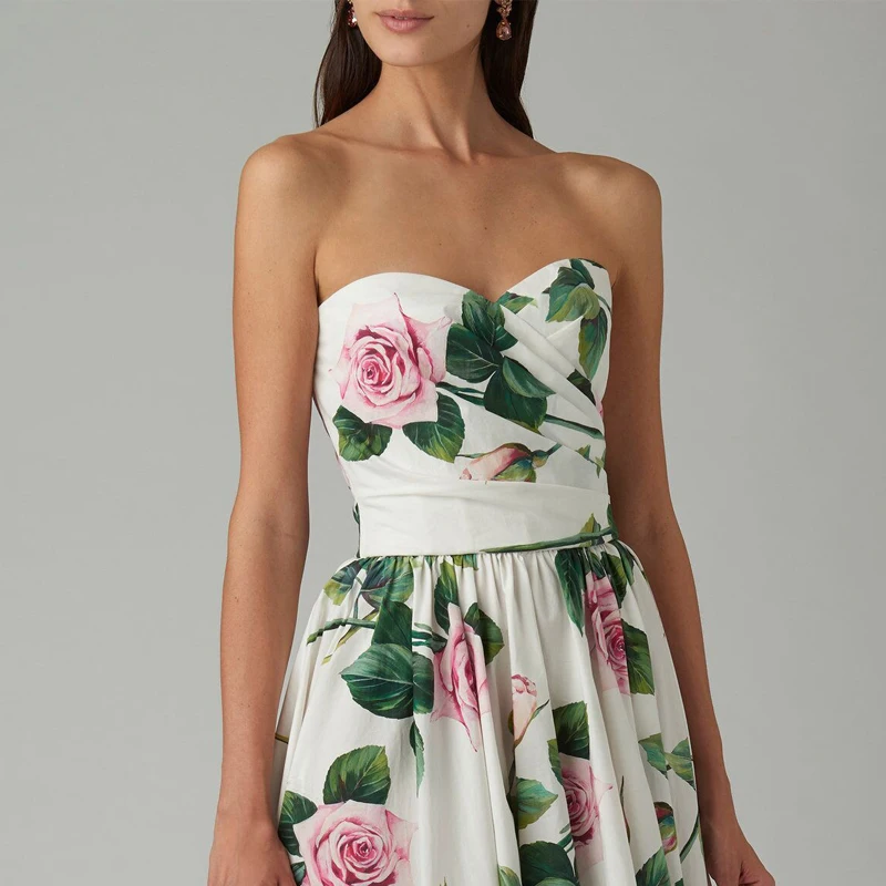 Summer Sexy Strapless Floral Printed 