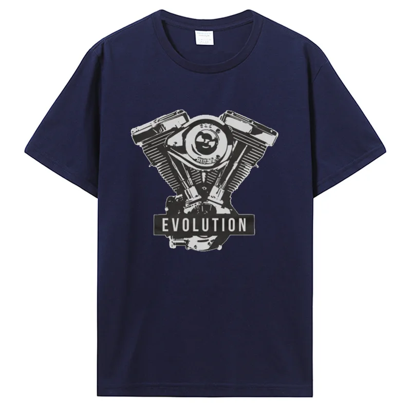 Motorcycle Clothing V Twin Biker Evolution Engine T-shirt Casual T