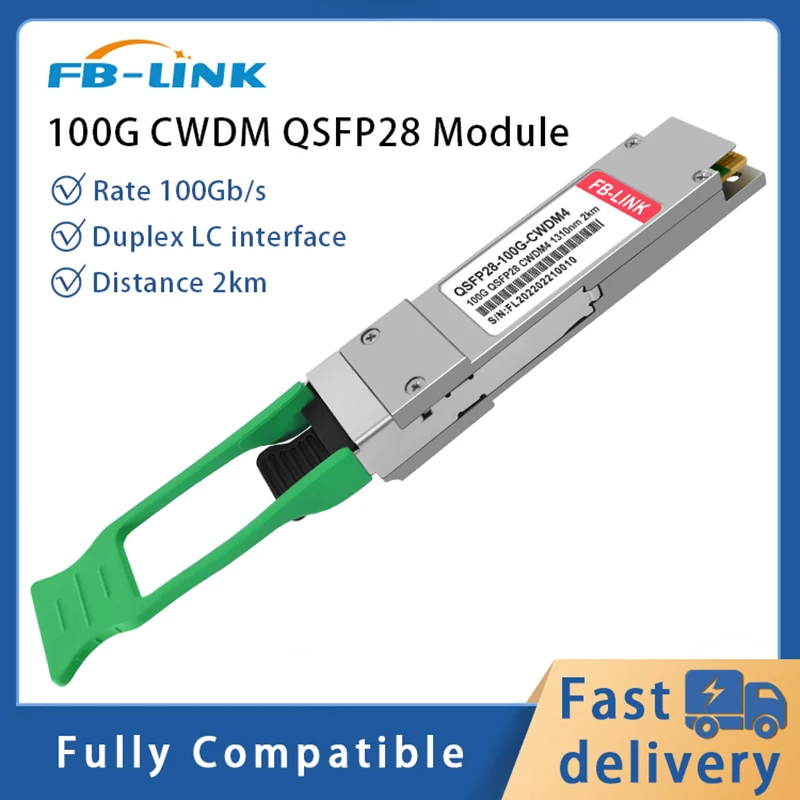 이더넷 스위치용 Cisco Mikrotik Huawei와 호환되는 GBIC 듀플렉스 LC 트랜시버 모듈, 100G, 2km, 1310nm, 100G, QSFP28