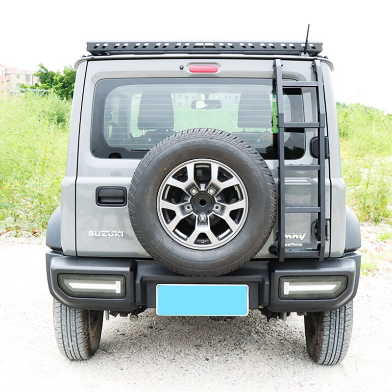 스즈키 뉴 짐니 JB74 2019-2024 자동차 개조 알루미늄 합금 강화 뒷문, 등산 수하물 랙 사다리, 자동차 액세서리