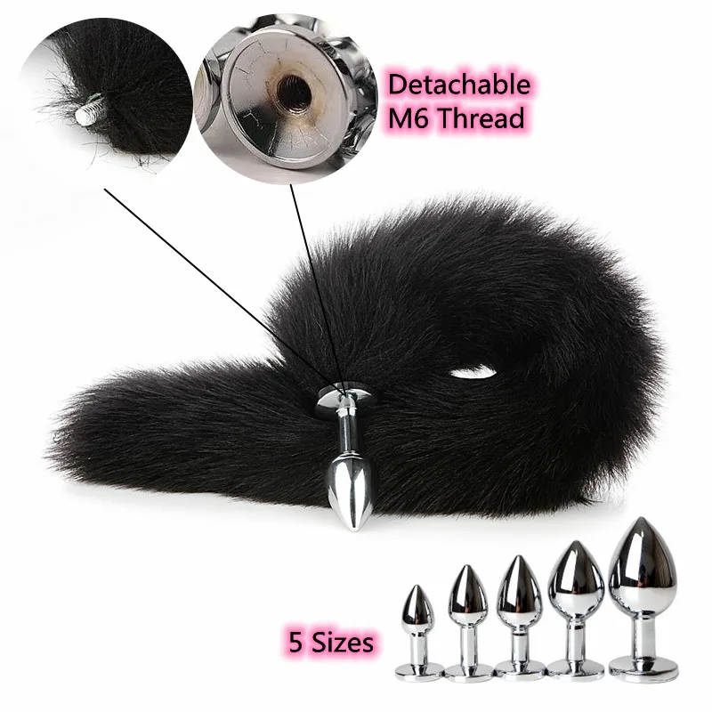 

Black 40cm Detachable Fox Tail with Smooth Metal Anal Plug Erotic Bdsm Butt Plug Adult Sex Shop Sex Toys for Women Gay Couples