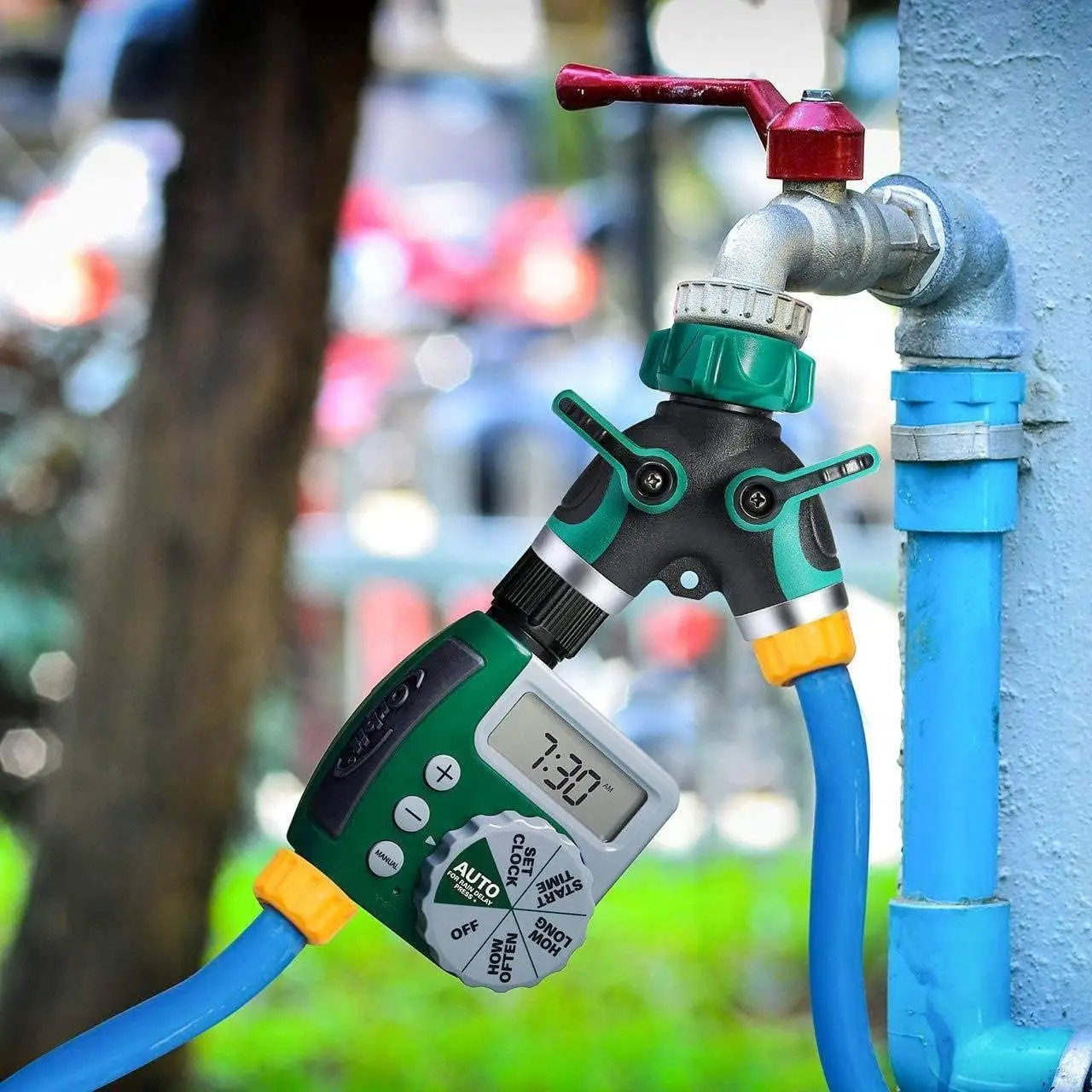 Y-Type Garden Hose Splitter Garden Hose Connector with Faucet Watering Shut Off for Landscaping Flower Planting Irrigation