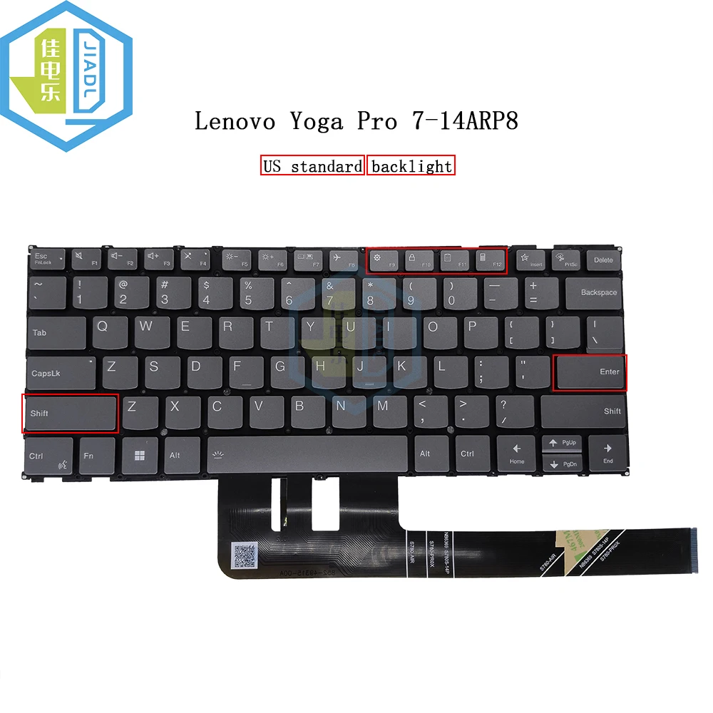 

US English Backlit Keyboard Light For Lenovo Yoga Pro 7-14ARP8 7 14APH8 7 14IRH8 7-14 Notebook Backlight Keyboards Gray Keycaps