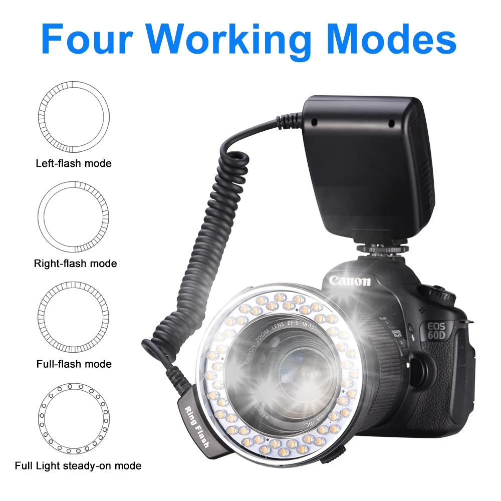 MAMEN 매크로 LED 링 플래시 라이트, 캐논 니콘  올림푸스 DSLR 카메라 스피드라이트 플래시, 3000-15000K 스튜디오 라이트, 5-15cm
