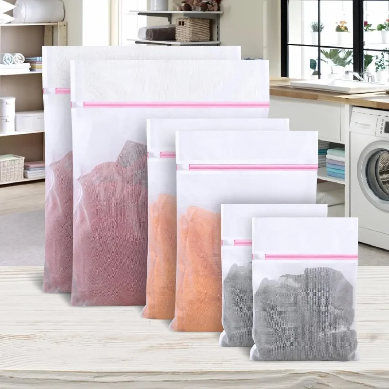7Pcs/Set Mesh Laundry Bags Zipped Travel Organize Clothing Washing Bag Underwear Bra With Premium