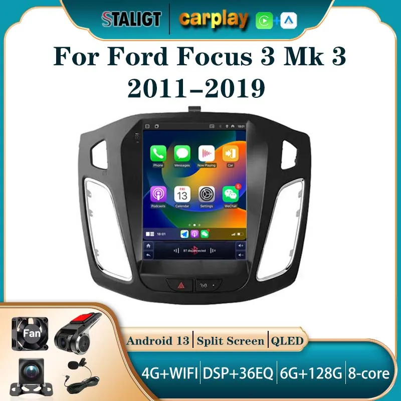 

Carplay Android авто для Ford Focus 3 Mk 3 2011-2019 мультимедийный плеер GPS Навигация DVD мультимедийный плеер видео стерео DSP 4G
