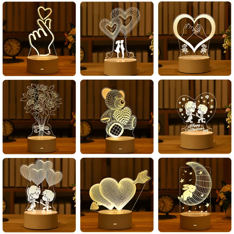 

Anniversaire Birthday Gifts Acrylic Led Night Light Birthday Wedding Decoration I Love You Valentines Day Gift USB 5V Lamp