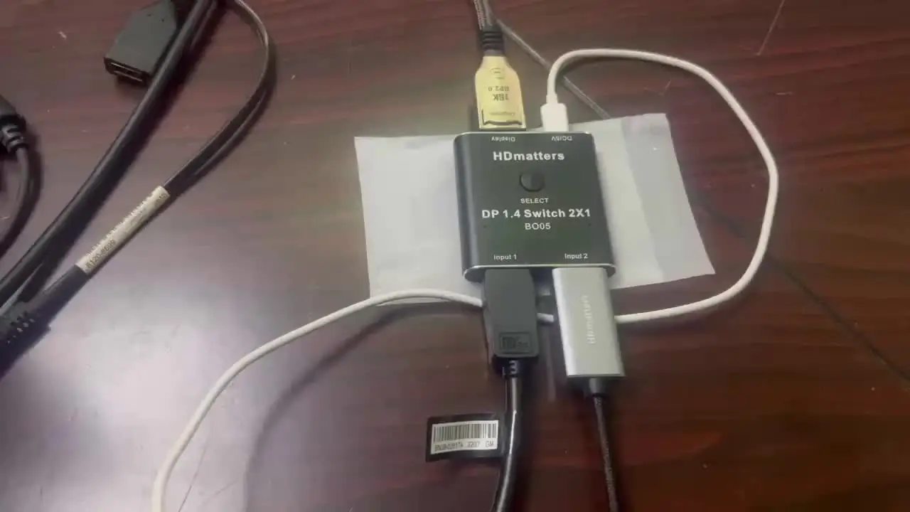 DisplayPort Switch 2 In 1 Out 8K@60Hz DP 1.4 Switcher - Unidirectional DP Switch For Dual PCs & Gaming Consoles