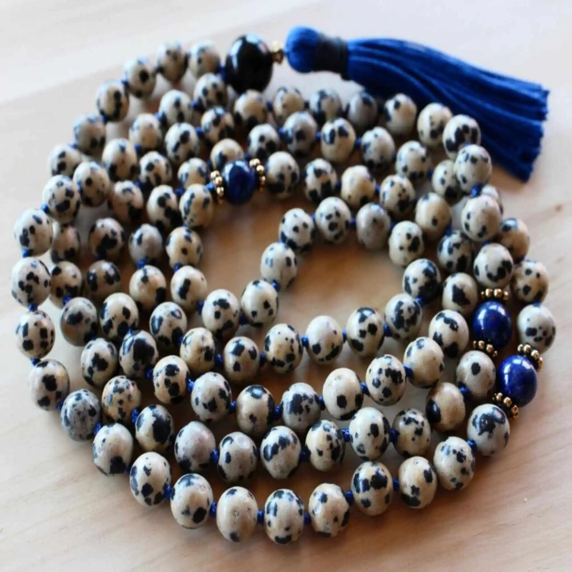 

8mm Natural knot Lapis Lazuli Jasper Obsidian Beads necklace Meditation Taseel Healing Calming Chain Chakra Handmade Diy Pray