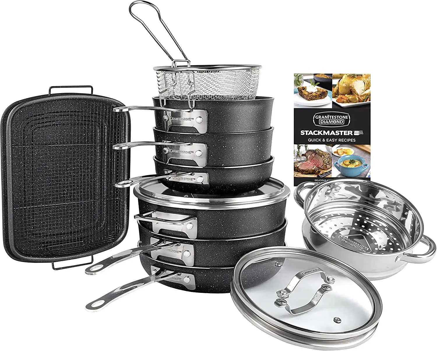 Granitestone 10-Piece Stackmaster Stackable Cookware Set, Original