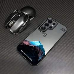 Electroplate Silver Phone Case with Snow Mountain Sunset Design - Samsung S26 Ultra (Style 1)