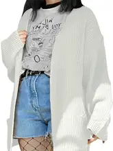 

2022 Long Cardigan with Pocket Women Autumn Knitted Sweater Korean Fashion V-neck Loose Coat Ladies Sweaters Female Cardigans
