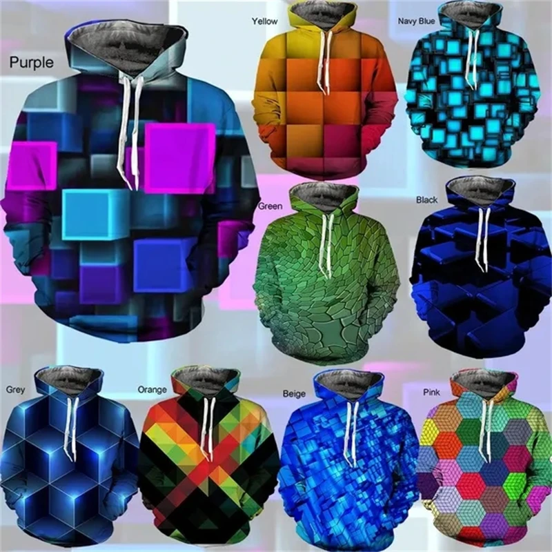 

New Fashion Fun Cool 3D Printed Abstract Square Men And Women 3D Hoodie Casual Fashion Loog Sleeve Hoodies Y2k Sweatshirt Top