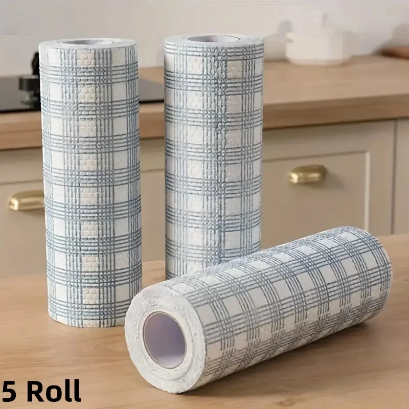 체커보드 패턴 주방 청소 타월 롤, 일회용 설거지 천 롤, 부드러운 부직포 청소..