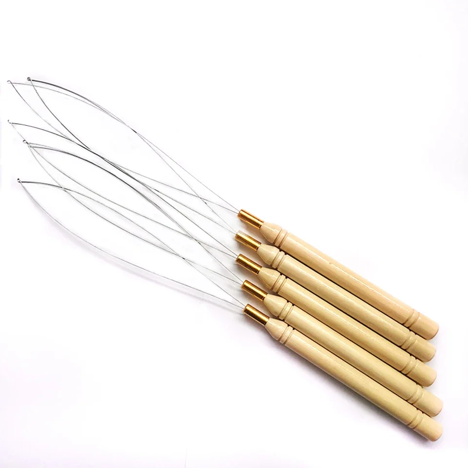 Hair Extensions Tool Micro Rings Loop Tool Threader Pulling Needle For Human Hair Feather Extension