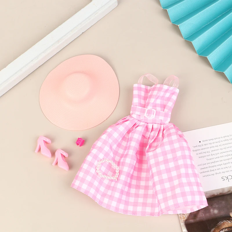 

1Set Doll Clothes For 30CM Doll Hat Dresses Necklace Bracelet High Heel Shoe Dollhouse Miniature Decor