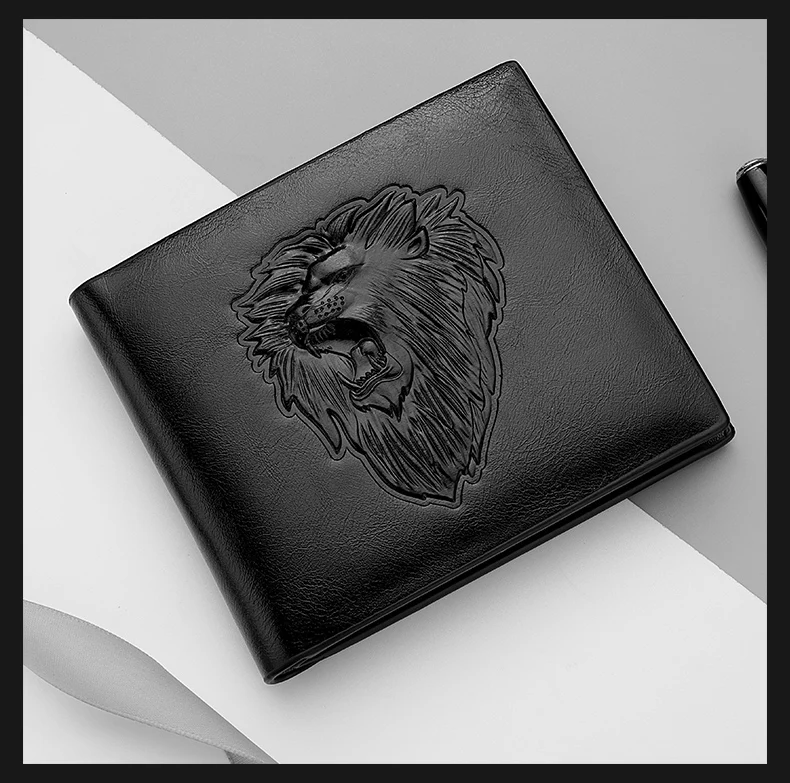 Wallet Men's Personalized Three-Fold 3D Embossed Wallet Multi-Card Credit Card Holder Zipper Coin Short Wallet Men
