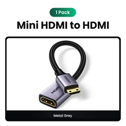 Ugreen Mini HDMI to HDMI 4K Cable Adapter - 22cm (4K Metal Grey--Mini)