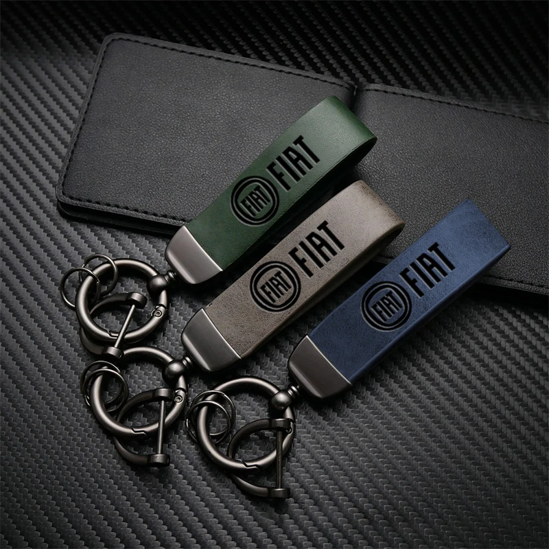 Car Keychain Hot Stamping Badge Zinc Alloy Accessories For FIAT 500 Ducato Panda Grande Punto Tipo Abarth Pulse Strada
