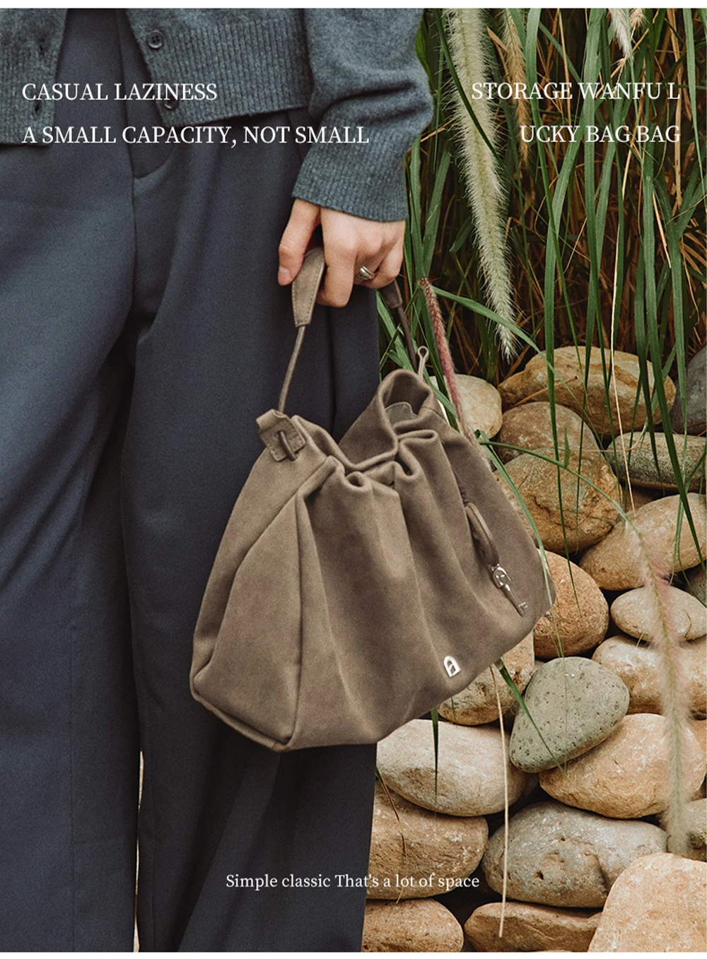 Genuine leather tote, front view