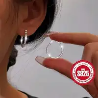 Hypoallergenic Silver Stud Earrings for Women - Lightweight Twisted Circle Design, Comfortable Mother's Day Gift Idea - Image 3