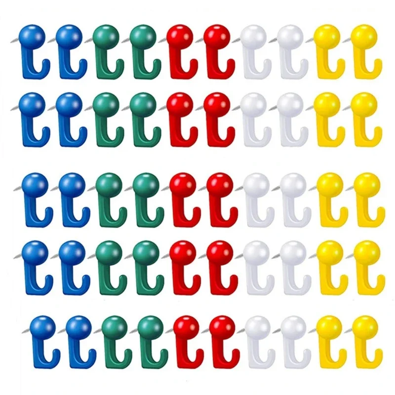 Creative Push Pin Hooks Thumbtack Hooks Decorative Thumb Tacks Hook Back Push Pins For Cork Board Bulletin Board 50Pcs