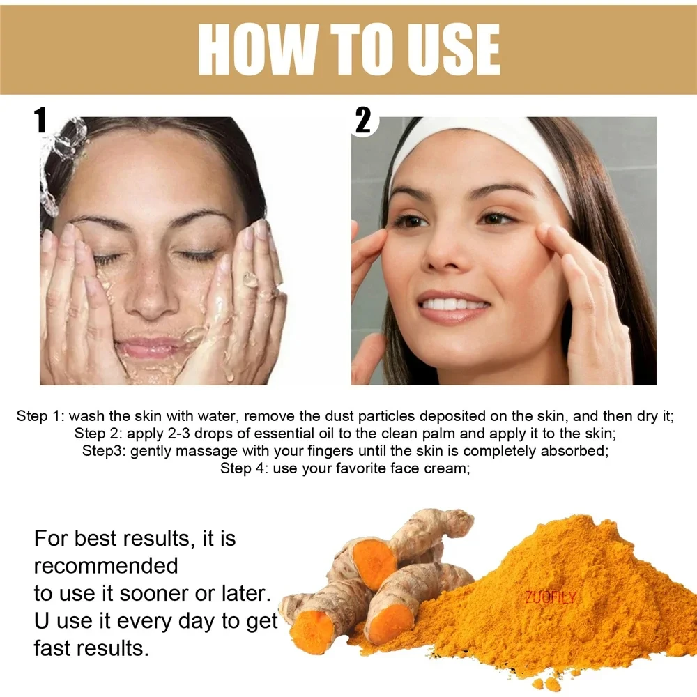 Turmeric Whitening Freckles Serum Remove Dark Spots Melasma Brighten Lighten Melanin Improve Dull Anti-aging Face Skin Care 10ml 6