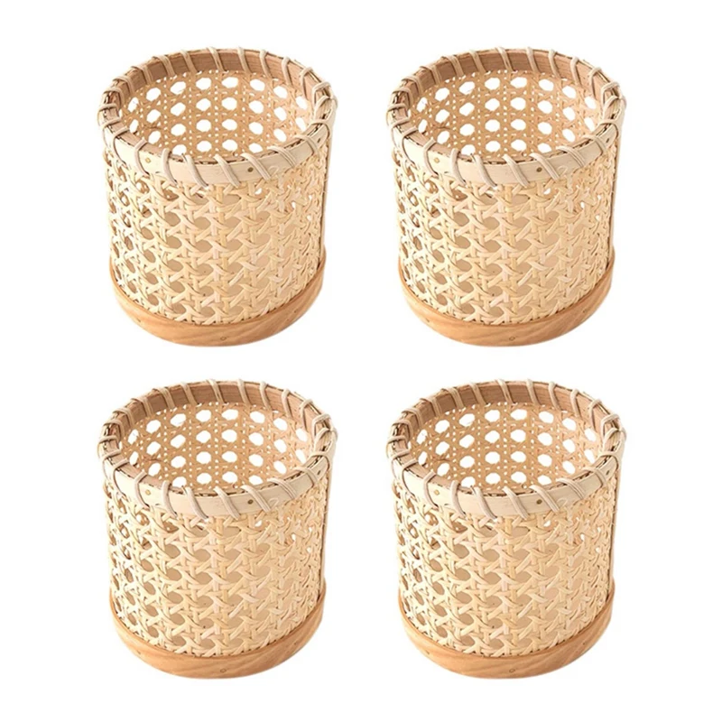 

4X Rattan Chopsticks Storage Handmade Spoon Organizer Holder Pen Pencils Organization Vase Support Kitchen Table Decor