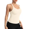 Attraco Women Sports Tank Tops Solid U Neck Racerback Slim Fit with Padded High Elastic Running Yoga Cycling Tops 3