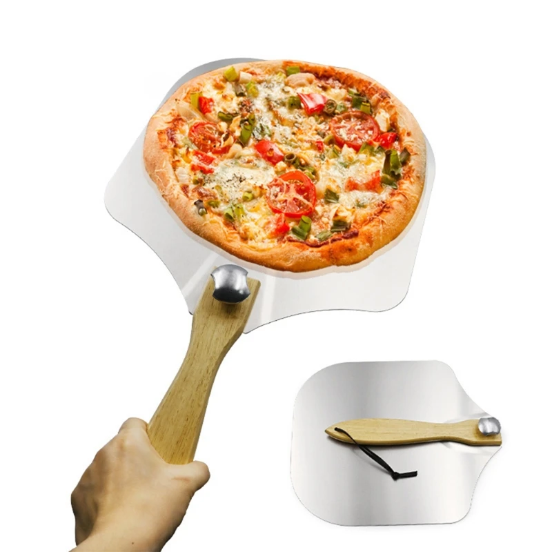 

Aluminum Alloy Pizza Peel Shovel With Wooden Handle Kitchen Folding Durable Gift