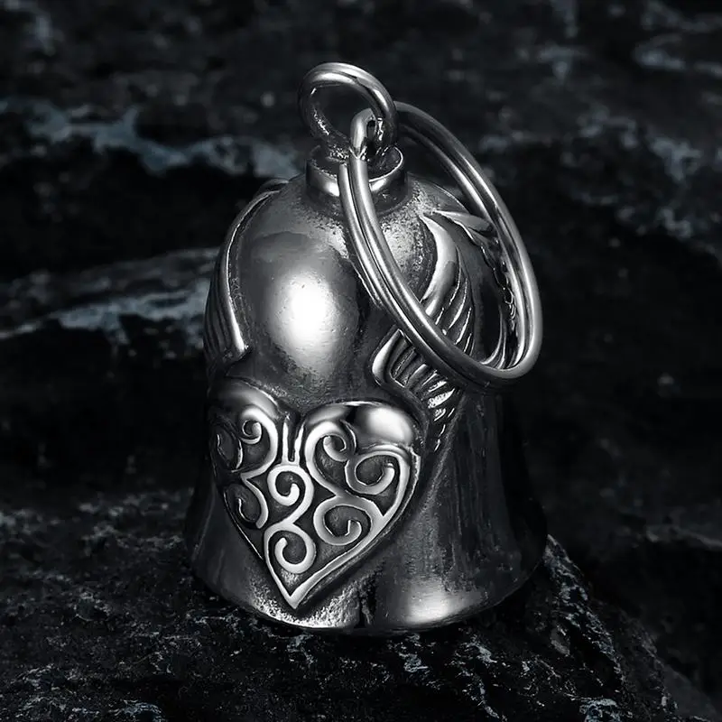 Heart Wing Motorcycle Bell Pendant Heart Lucky Bell style riding Bell Good Luck Bell Retro Motorcycle Safety Bell decoration