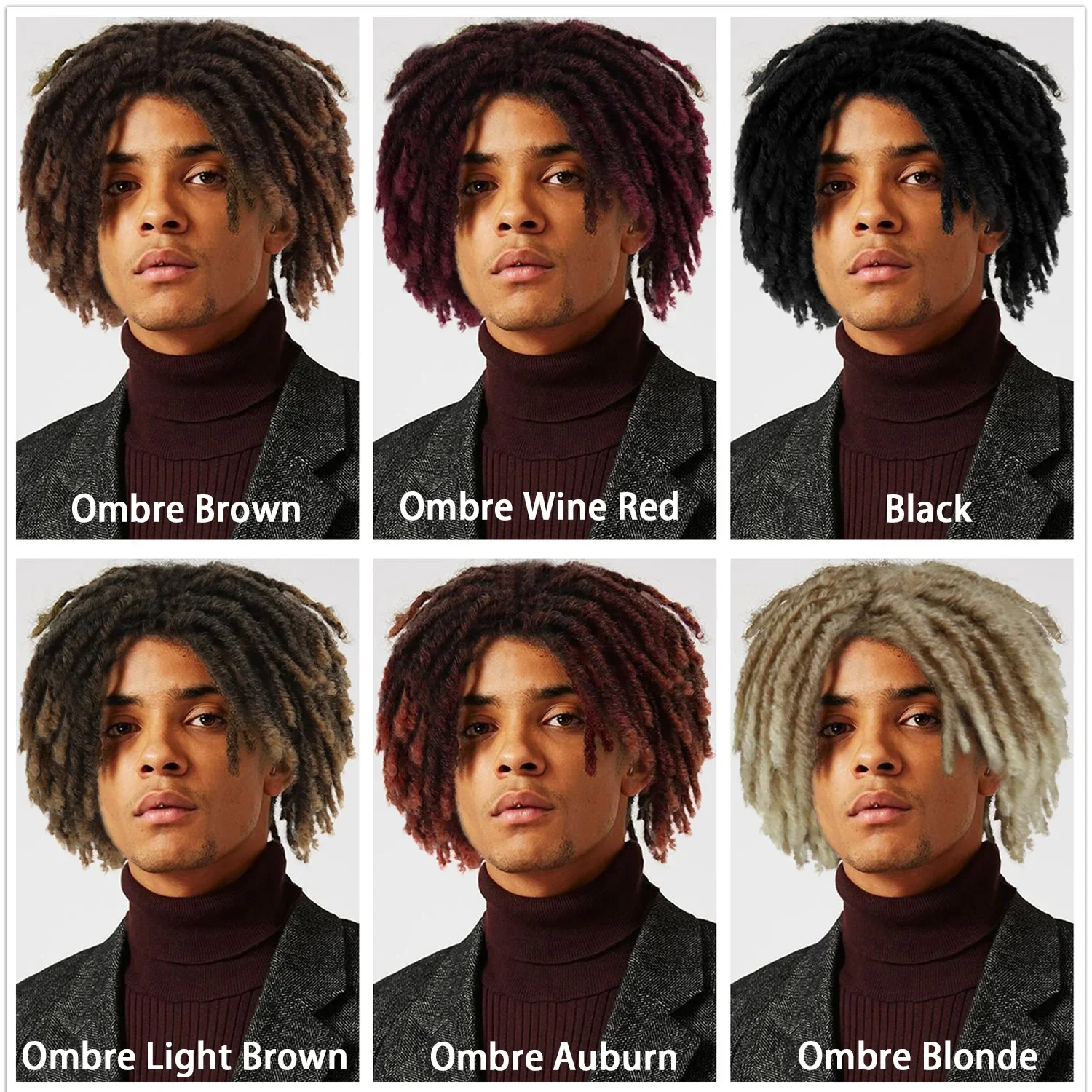 Synthetic Wig GNIMEGIL Braided Wigs Rasta Natural Synthetic Wig Dreadlocks Short Wigs for Man Afro Curly Bob Wig Faux Locs Costume Dreads synthetic wig