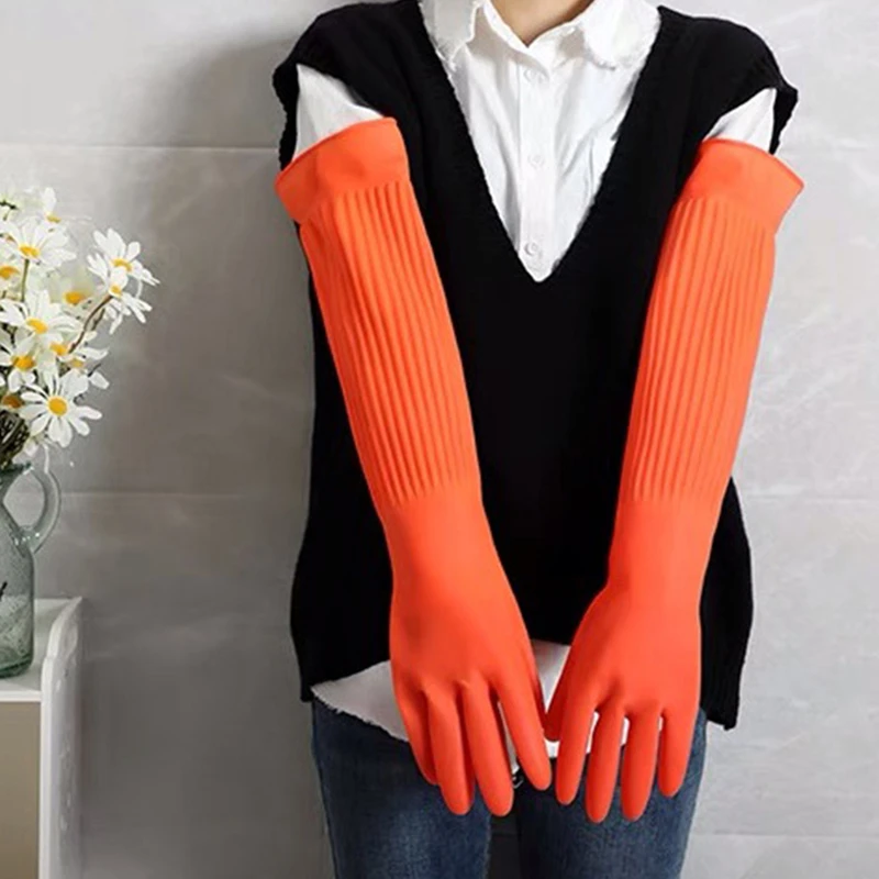 Dishwashing Cleaning Gloves Latex Rubber Waterproof Work Hand Gloves 1Pair for Household Scrubber Kitchen Clean Tools dishwashing gloves,protective gloves,cleaning gloves,safety gloves