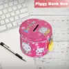 Cartoon Print Piggy Bank, Coin Money Saving Box with Padlock, Cylinder Design 5