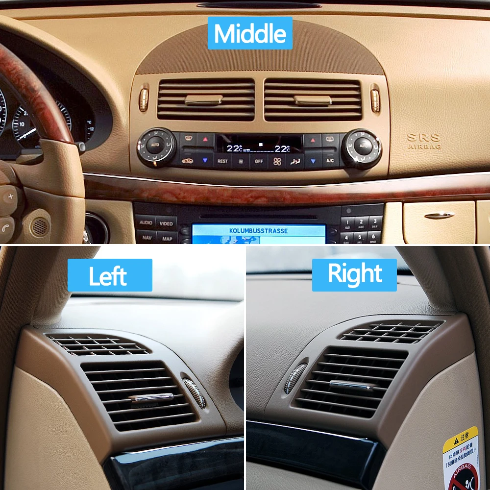 전면 대시보드 에어컨 AC 벤트 그릴 커버 패널, 메르세데스 벤츠 E 클래스 W211 2003-2008 E200 E230 E260 E280 E300