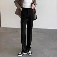 Women's Casual Trousers Spring Autumn High Street Drapey Suit Pants Loose Straight Wide Leg Long Trousers Comfortable Fit