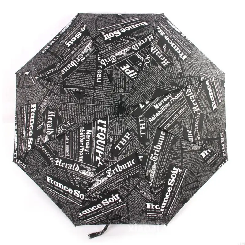 448B Fully Automatic Newspaper Printing Three Folding Umbrella Unisex Retro Umbrellas