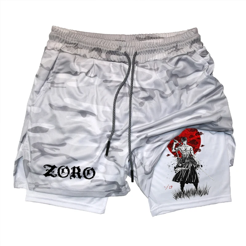 Summer Breathable Two-In-One Men'S Compression Fitness Double-Layer Shorts Animation Quick-Drying Running Training Sports Shorts 3