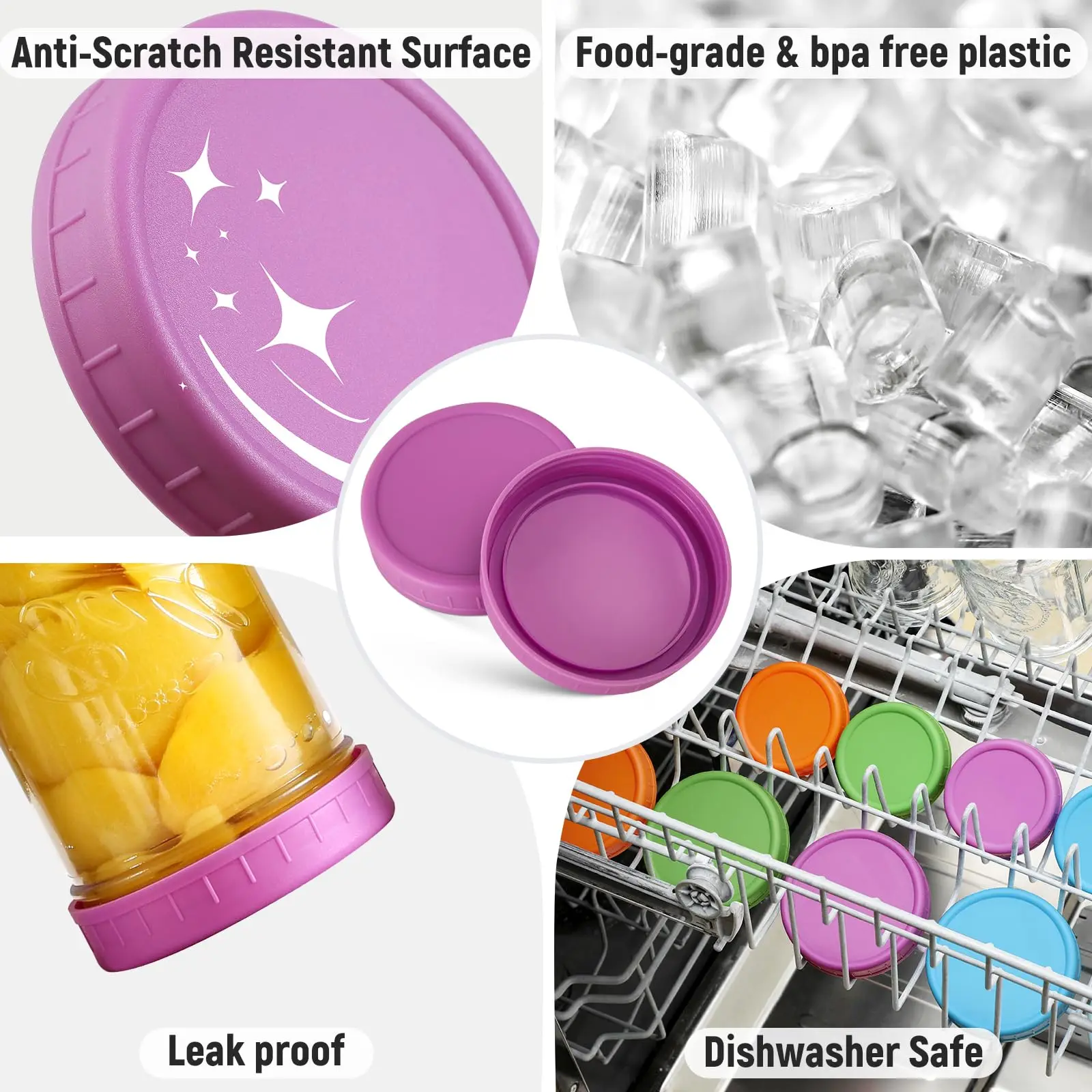 12PCS WIDE Mouth Mason Jar Lids PP Storage Caps Canning Jars Leak-Proof for Stanley Cup Accessories Kitchen Storage Organization